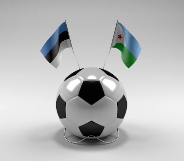 Estonya - Cibuti Futbol Bayrakları, Beyaz Arkaplan - 3D Render