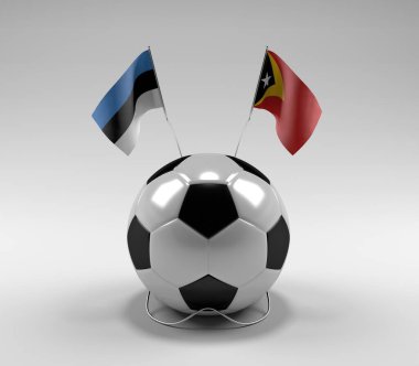 Estonya - Doğu Timor Futbol Bayrakları, Beyaz Arkaplan - 3D Render