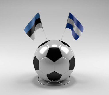 Estonya - El-Salvador Futbol Bayrakları, Beyaz Arkaplan - 3D Render