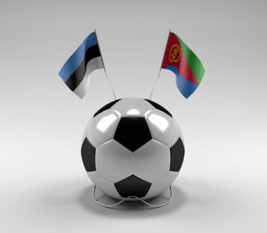 Estonya - Eritre Futbol Bayrakları, Beyaz Arkaplan - 3D Render