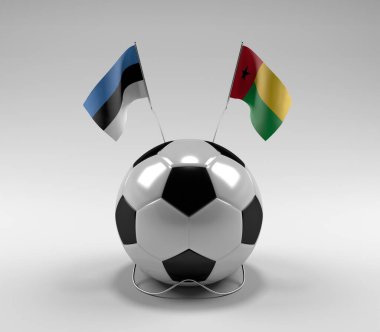 Estonya - Gine-Bissau Futbol Bayrakları, Beyaz Arkaplan - 3D Render