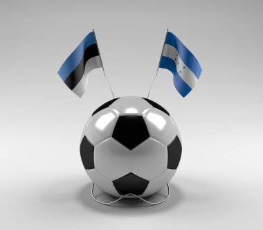 Estonya - Honduras Futbol Bayrakları, Beyaz Arkaplan - 3D Render
