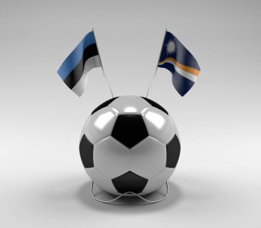 Estonya - Marshall Adaları Futbol Bayrakları, Beyaz Arkaplan - 3D Render