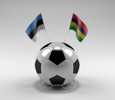Estonya - Mauritius Futbol Bayrakları, Beyaz Arkaplan - 3D Render