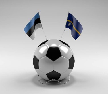Estonya - Nauru Futbol Bayrakları, Beyaz Arkaplan - 3D Render