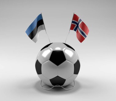 Estonya - Norveç Futbol Bayrakları, Beyaz Arkaplan - 3D Render
