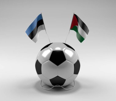 Estonya - Filistin Futbol Bayrakları, Beyaz Arkaplan - 3D Render