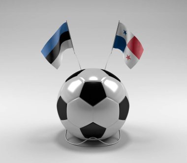Estonya - Panama Futbol Bayrakları, Beyaz Arkaplan - 3D Render