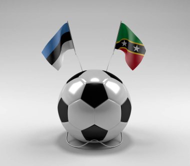 Estonya - Saint-Kitts-and-Nevis Futbol Bayrakları, Beyaz Arkaplan - 3D Render