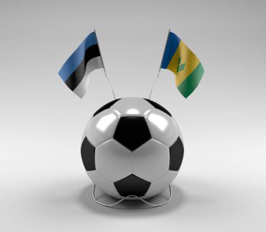 Estonya - Saint-Vincent-and-the-Grenadines Futbol Bayrakları, Beyaz Arkaplan - 3D Render