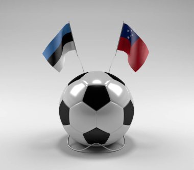 Estonya - Samoa Futbol Bayrakları, Beyaz Arkaplan - 3D Render
