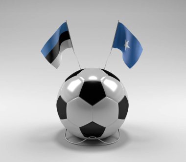 Estonya - Somali Futbol Bayrakları, Beyaz Arkaplan - 3D Render