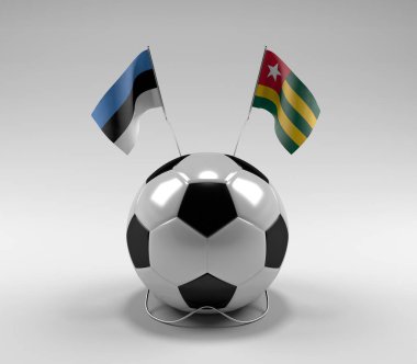 Estonya - Togo Futbol Bayrakları, Beyaz Arkaplan - 3D Render
