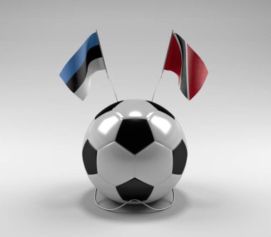 Estonya - Trinidad ve Tobago Futbol Bayrakları, Beyaz Arkaplan - 3D Render