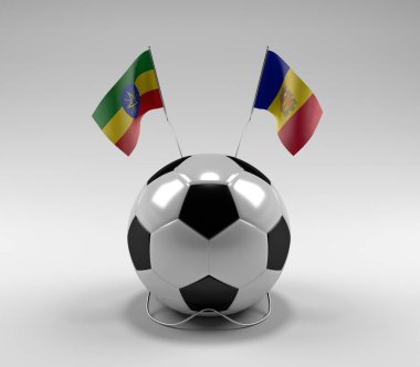 Etiyopya - Andorra Futbol Bayrakları, Beyaz Arkaplan - 3D Render