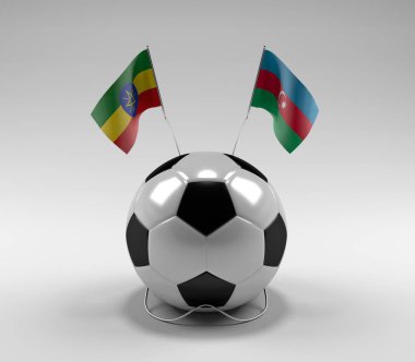 Etiyopya - Azerbaycan Futbol Bayrakları, Beyaz Arkaplan - 3D Render