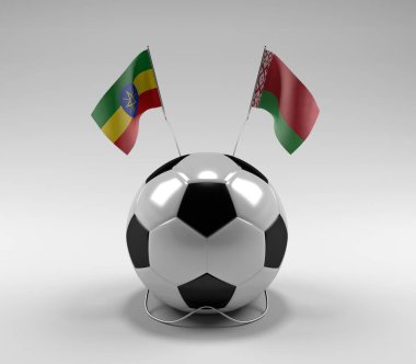 Etiyopya - Beyaz Futbol Bayrakları, Beyaz Arkaplan - 3D Render