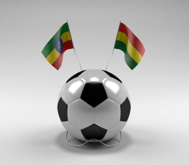 Etiyopya - Bolivya Futbol Bayrakları, Beyaz Arkaplan - 3B Render