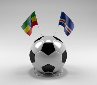 Etiyopya - Cape-Verde Futbol Bayrakları, Beyaz Arkaplan - 3D Render