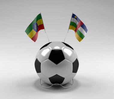 Etiyopya - Orta Afrika Cumhuriyeti Futbol Bayrakları, Beyaz Arkaplan - 3D Render