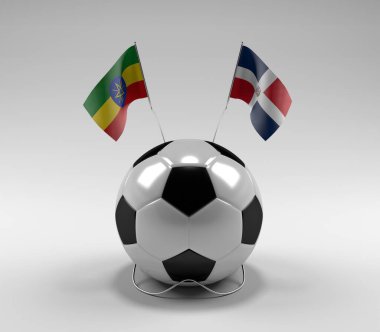 Etiyopya - Dominik Cumhuriyeti Futbol Bayrakları, Beyaz Arkaplan - 3D Render