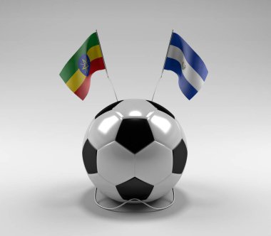 Etiyopya - El-Salvador Futbol Bayrakları, Beyaz Arkaplan - 3D Render