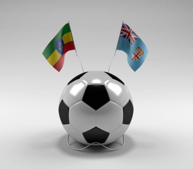 Etiyopya - Fiji Futbol Bayrakları, Beyaz Arkaplan - 3B Render