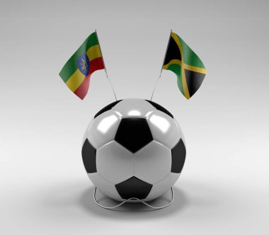 Etiyopya - Jamaika Futbol Bayrakları, Beyaz Arkaplan - 3D Render