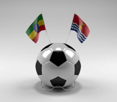Etiyopya - Kiribati Futbol Bayrakları, Beyaz Arkaplan - 3D Render