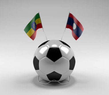 Etiyopya - Laos Futbol Bayrakları, Beyaz Arkaplan - 3D Render