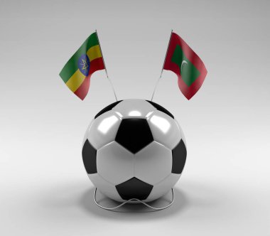 Etiyopya - Maldivler Futbol Bayrakları, Beyaz Arkaplan - 3B Render