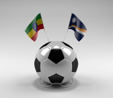 Etiyopya - Marshall Adaları Futbol Bayrakları, Beyaz Arkaplan - 3D Render