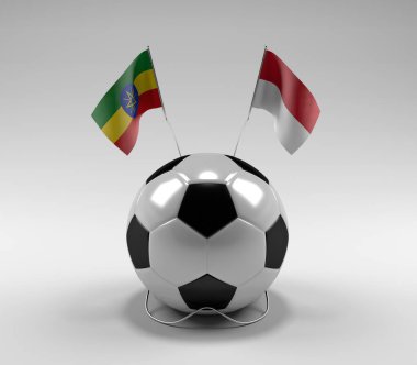 Etiyopya - Monako Futbol Bayrakları, Beyaz Arkaplan - 3D Render