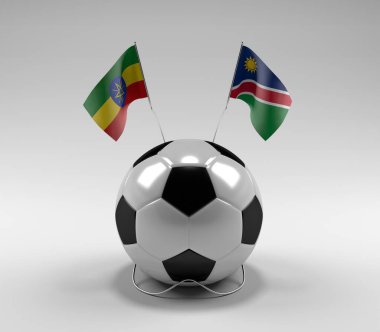 Etiyopya - Namibya Futbol Bayrakları, Beyaz Arkaplan - 3D Render