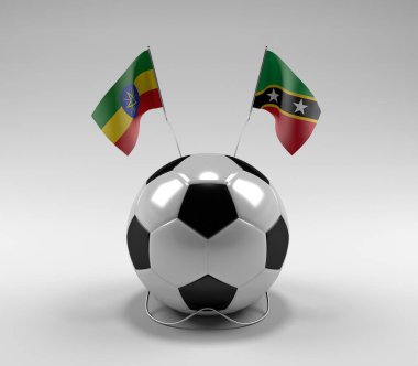 Etiyopya - Saint-Kitts-and-Nevis Futbol Bayrakları, Beyaz Arkaplan - 3D Render