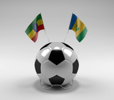 Etiyopya - Saint-Vincent-and the-Grenadines Futbol Bayrakları, Beyaz Arkaplan - 3D Render