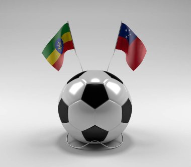 Etiyopya - Samoa Futbol Bayrakları, Beyaz Arkaplan - 3D Render