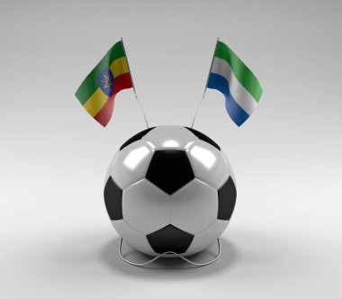 Etiyopya - Sierra-Leone Futbol Bayrakları, Beyaz Arkaplan - 3D Render
