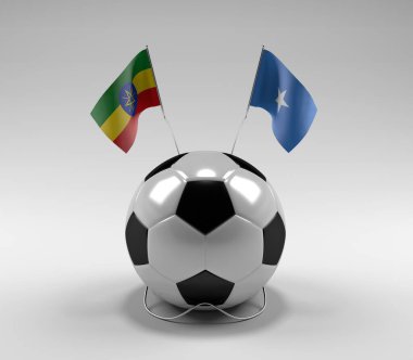Etiyopya - Somali Futbol Bayrakları, Beyaz Arkaplan - 3D Render