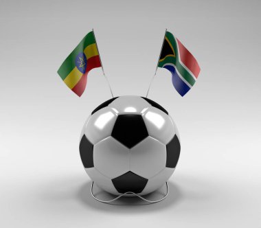 Etiyopya - Güney Afrika Futbol Bayrakları, Beyaz Arkaplan - 3D Render