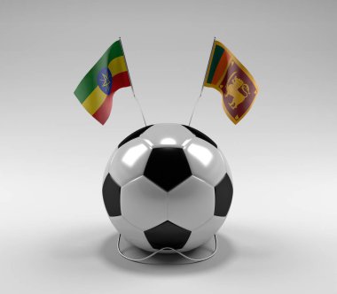 Etiyopya - Sri-Lanka Futbol Bayrakları, Beyaz Arkaplan - 3D Render