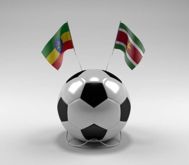 Etiyopya - Surinam Futbol Bayrakları, Beyaz Arkaplan - 3D Render
