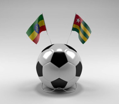 Etiyopya - Togo Futbol Bayrakları, Beyaz Arkaplan - 3D Render