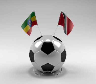 Etiyopya - Trinidad-ve-Tobago Futbol Bayrakları, Beyaz Arkaplan - 3D Render