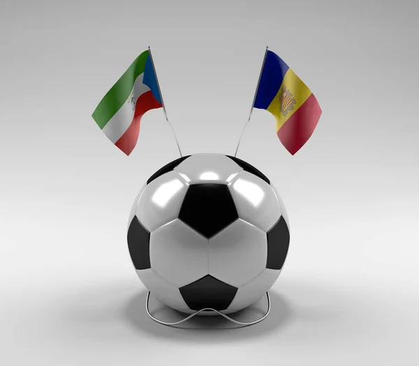 Equatorial Guinea Andorra Football Flags White Background Render — стоковое фото