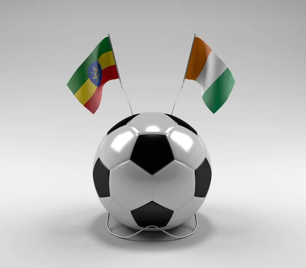 Ethiopia Cote Ivoire Football Flags White Background Render — стоковое фото