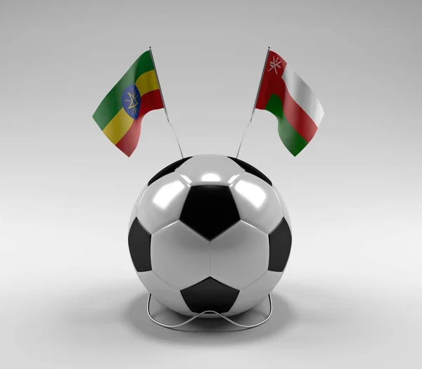 Ethiopia Oman Football Flags White Background Render — Stock Photo, Image