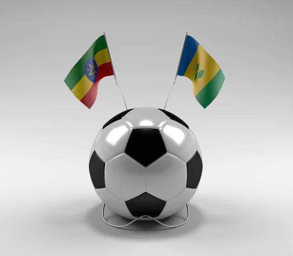 Etiopía Banderas Fútbol San Vicente Las Granadinas Fondo Blanco Render — Foto de Stock