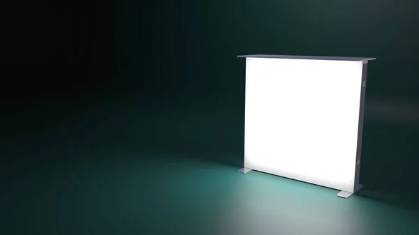 Mobile Hinterleuchtete Werbetafel Präsentationstisch Aus Aluminium Mit Fassadenbeleuchtung Darstellung — Stockfoto