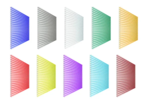 Mehrfarbige Polycarbonat Platten Auf Weißem Hintergrund Rendering — Stockfoto